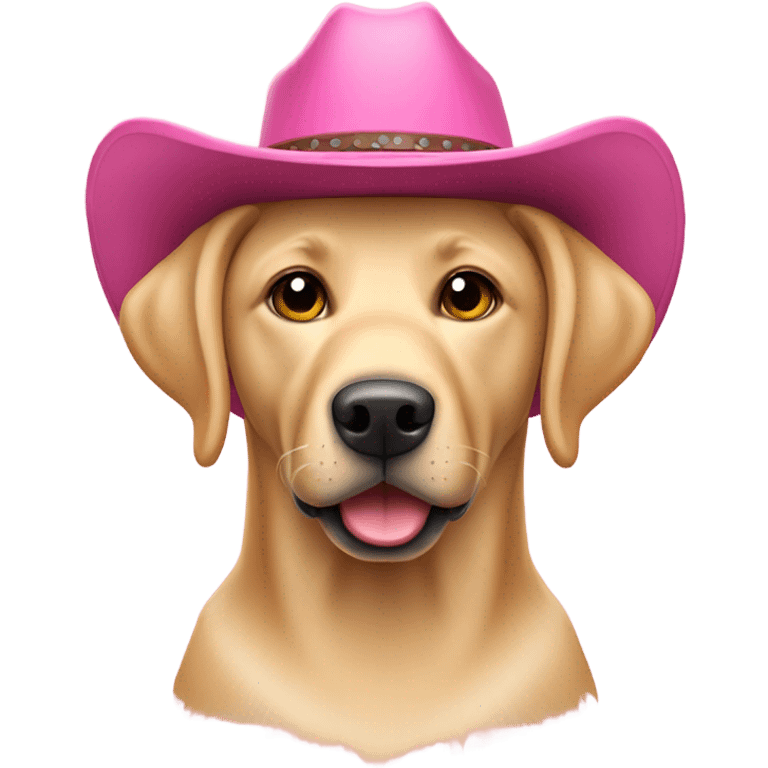 blonde labrador wearing pink cowboy hat emoji