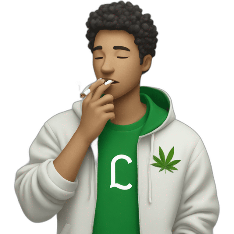 Guy smoking weed using lacoste hoodie emoji