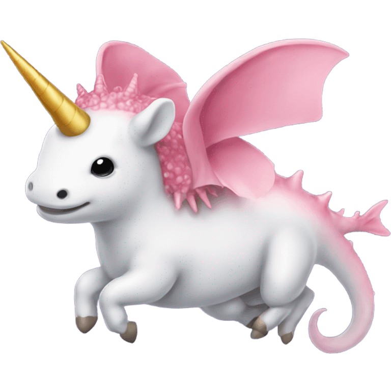 Axolotl flying on a unicorn emoji