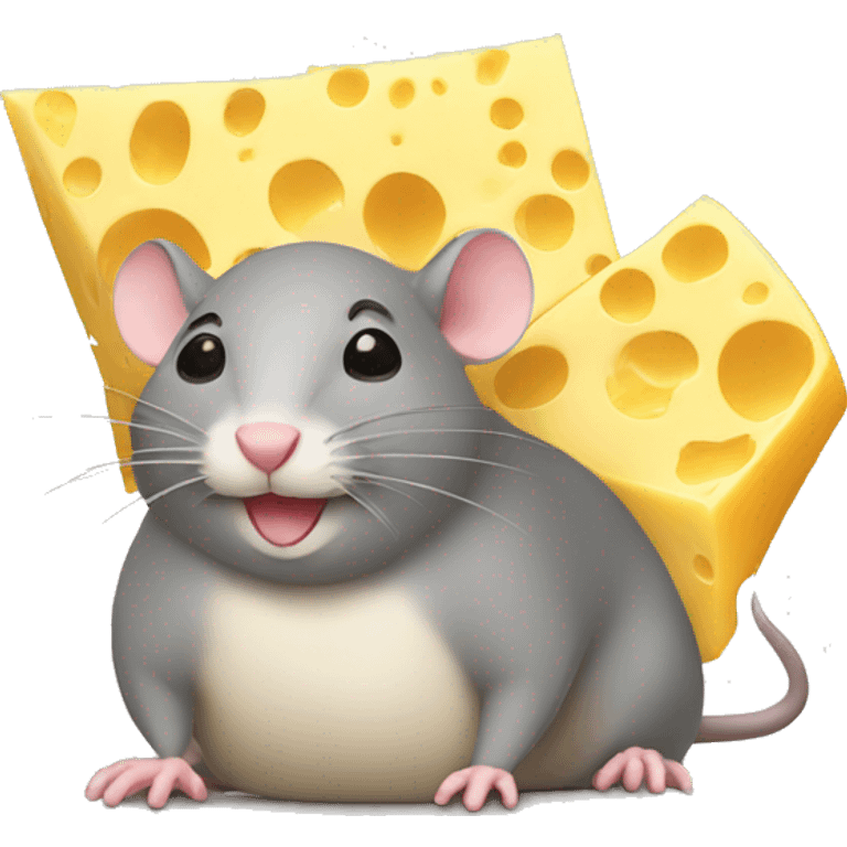 Big fat rat with cheese hat emoji