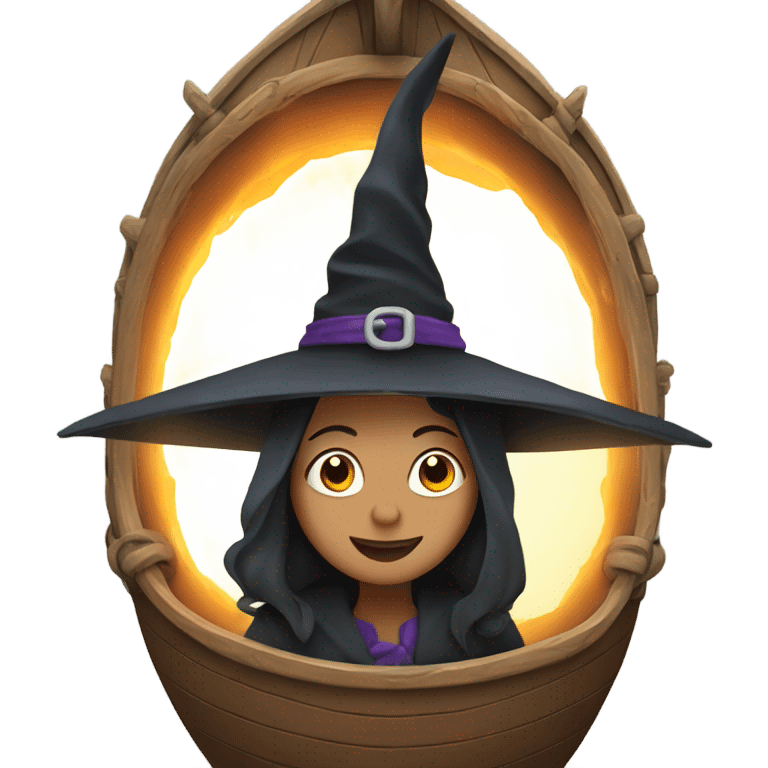 a witch inside a ship emoji