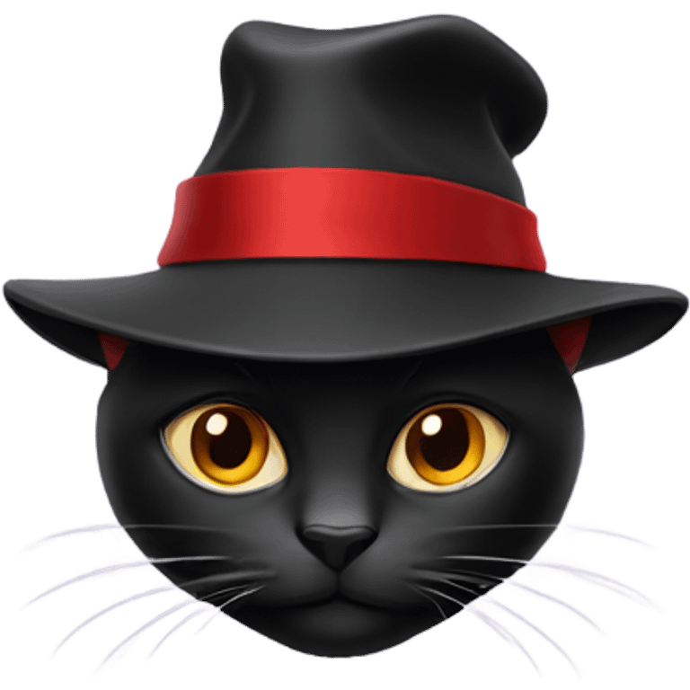 Black cat, red hat emoji