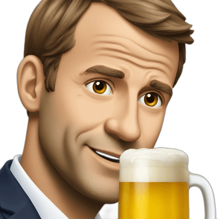 macron avec une bière emoji