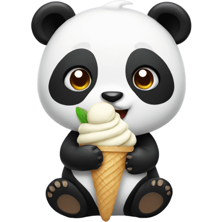 Panda eating ice cream emoji