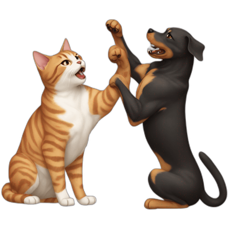 cat fighting dog emoji