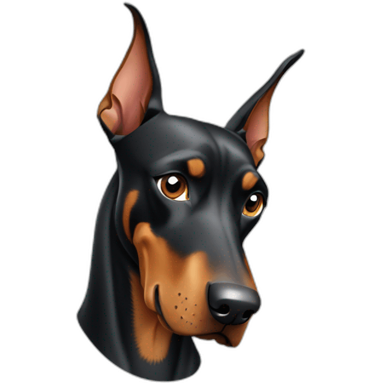 doberman dog with smart phone emoji