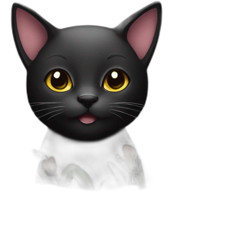 black cat with flowers emoji