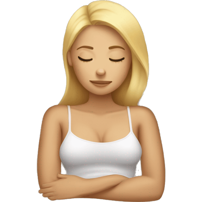 Blonde girl sleeping with pillow tanned emoji