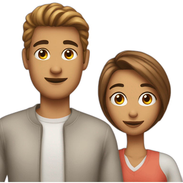 Girl with her boyfriend selfie emoji