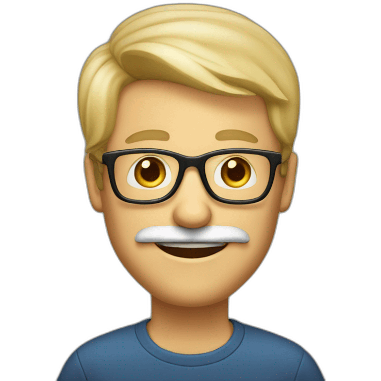 A. Blond man 50 years old wir s blond moustache man with glasses, smiling emoji