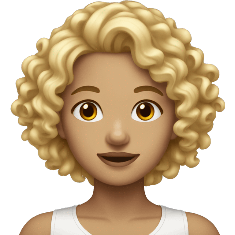 blonde curly hair girl brown eyes  emoji