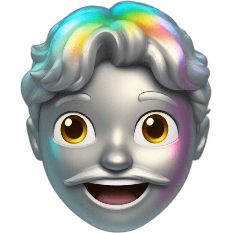 cara feliz cromo metalico efecto holografico emoji