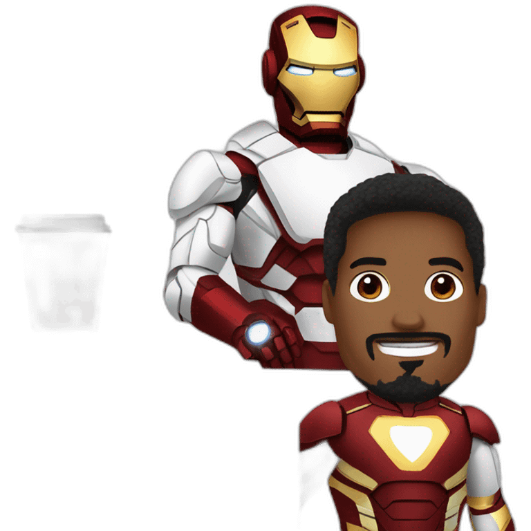 Iron man with Mickaël Jackson around a coffee emoji