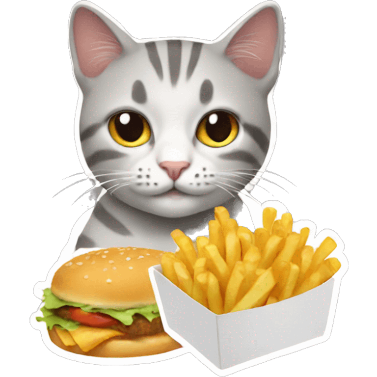 Cat holding fries as a sticker emoji