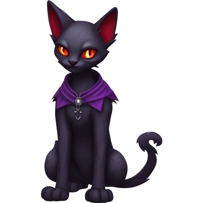 Vampiric dark edgy gothic cat fakemon with red purple edgy markings full body emoji