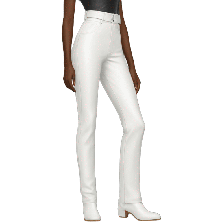 White High waisted straight leg leather pants isolated emoji