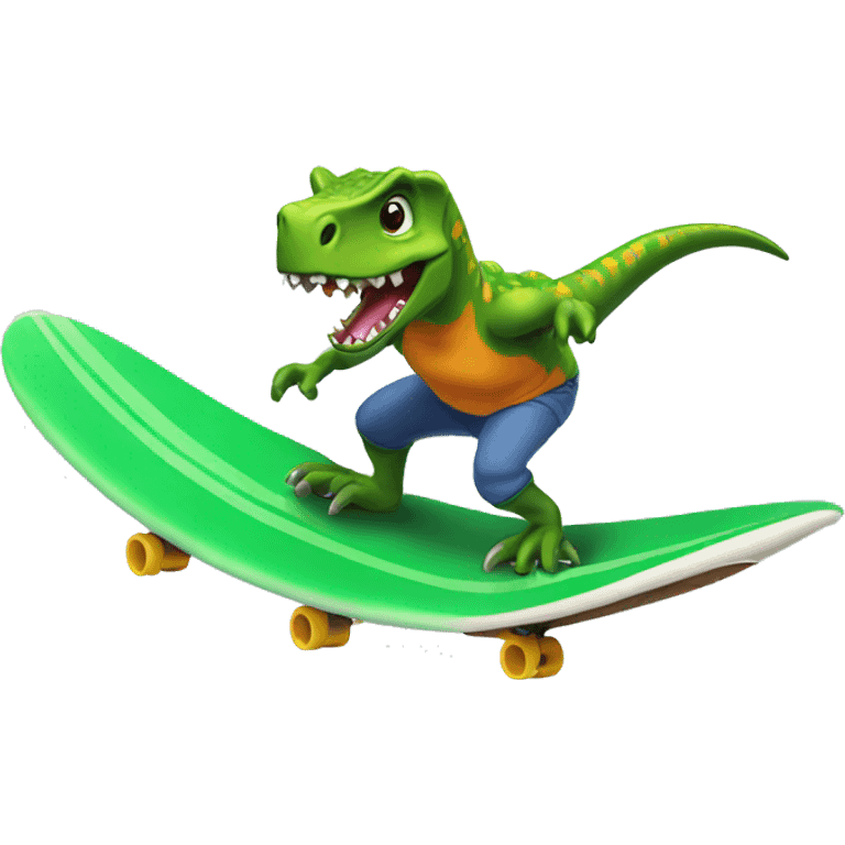 Dino surf boarding  emoji