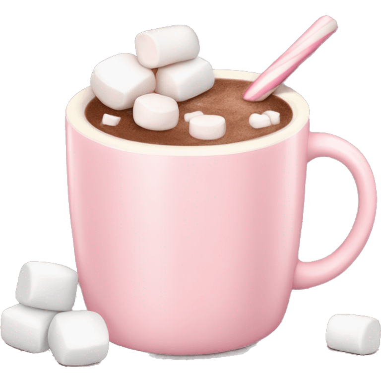 Light Pink mug of hot chocolate with marshmallows  emoji