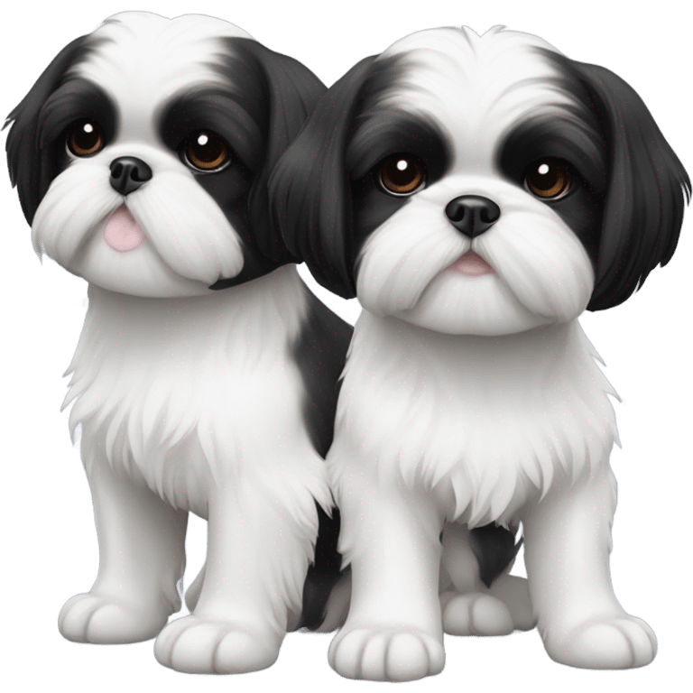 Two black and white shitz tzu puppies  emoji