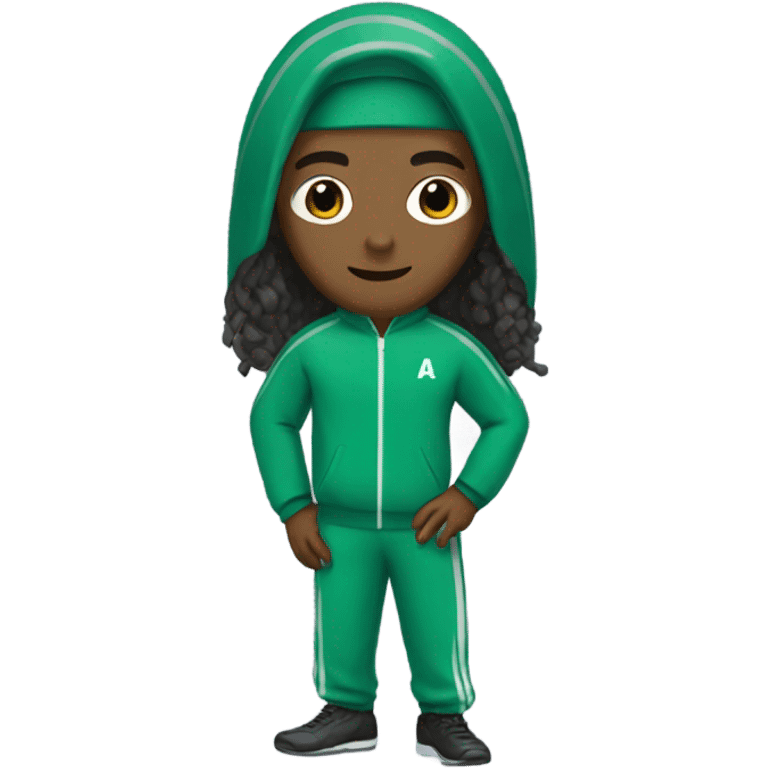 Squid game player in Long hair and green track suit emoji