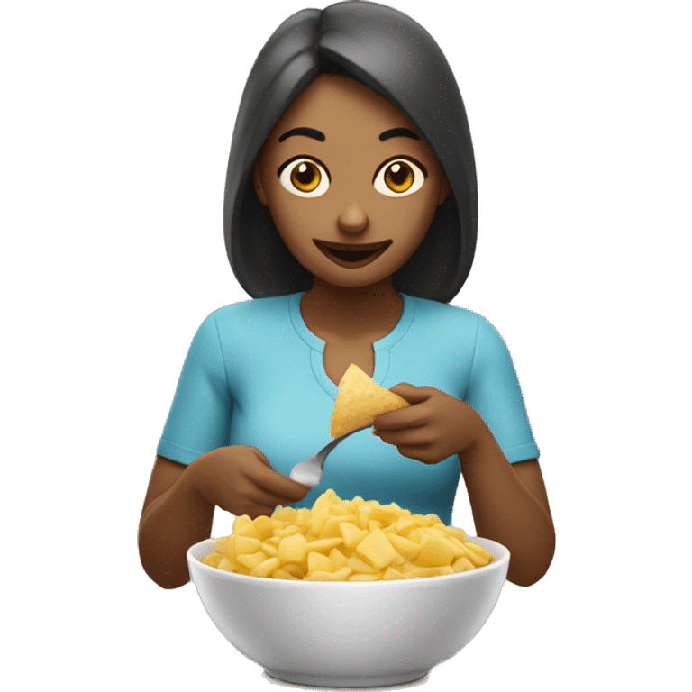 Mujer comiendo emoji