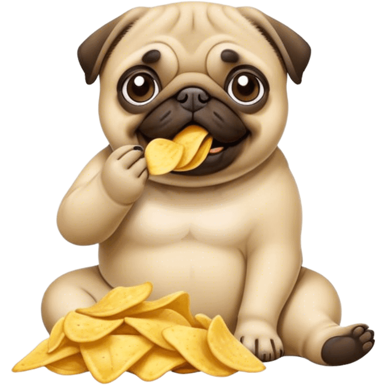 Pug eating chips emoji