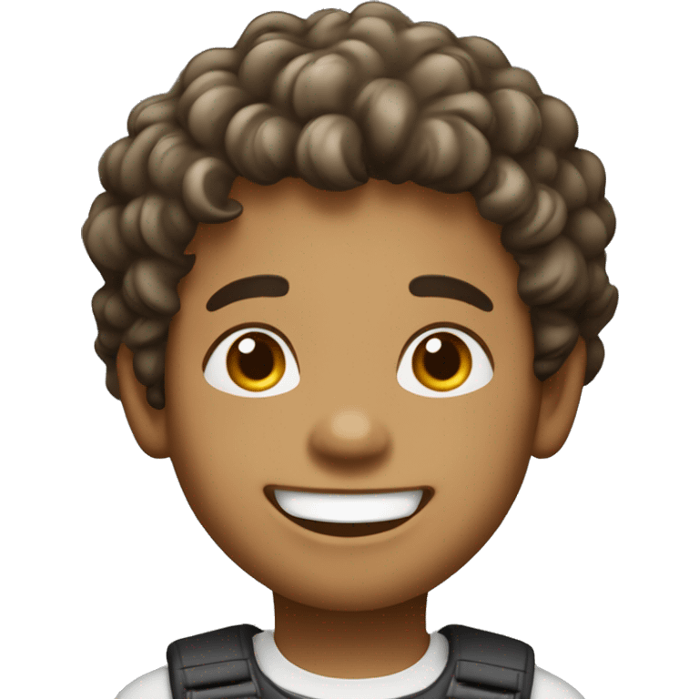 happy boy with silly face - light brown skin, short curly hair medium built  emoji