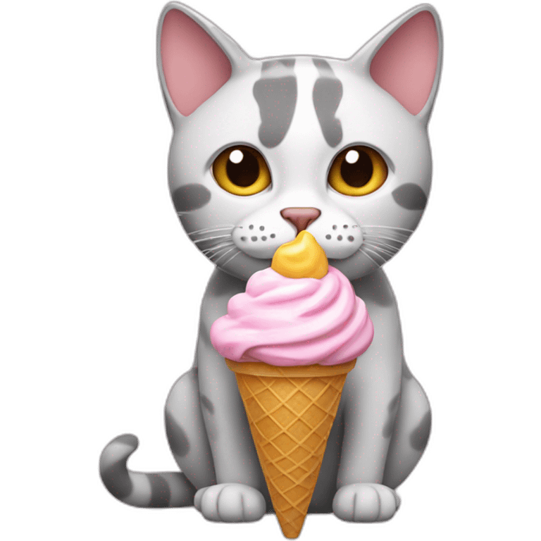 Cat having ice cream emoji