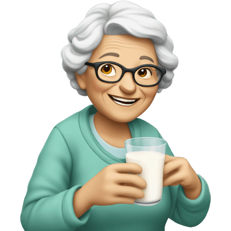 Drinking milk old grandma emoji