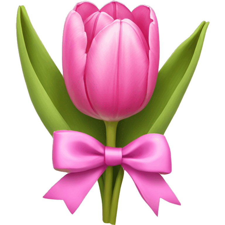 Pink tulips with a bow emoji