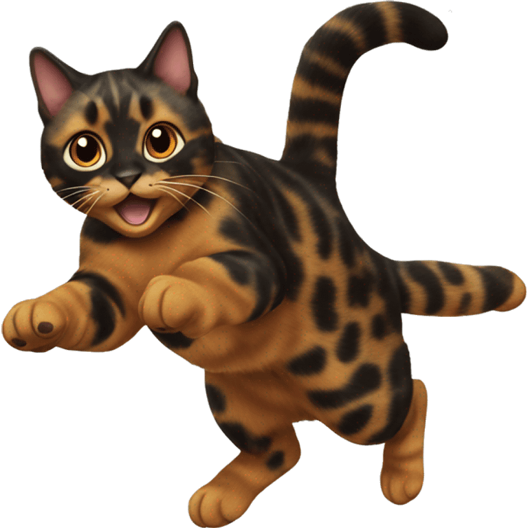 tortoiseshell cat jumping emoji