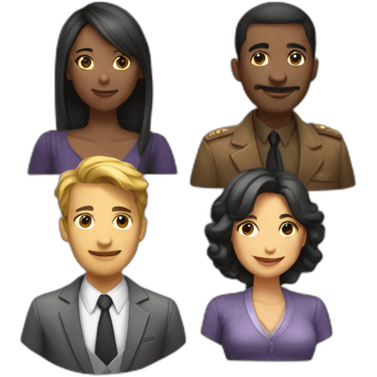 2 men and 2 women playing alias emoji