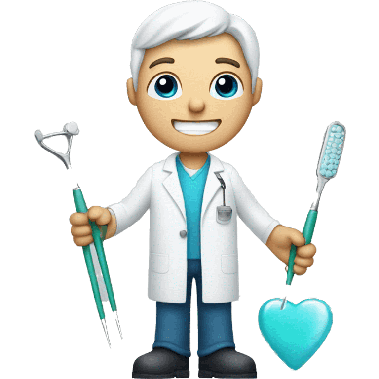 White man Dentist, with dentist instruments in hands emoji