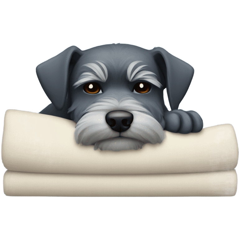 Schnauzer in blue collar sleeping emoji