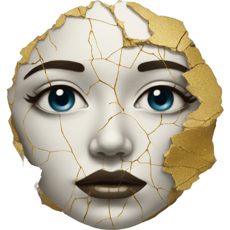 Person face portrait made entirely of galactic kintsugi emoji