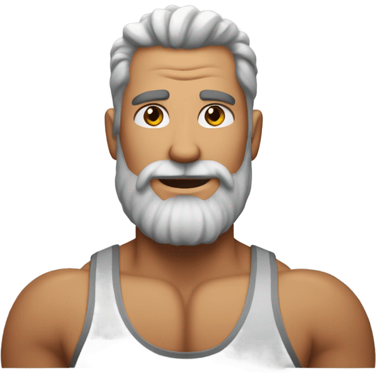 Hot bearded shirtless muscled dad, salt and pepperhair emoji