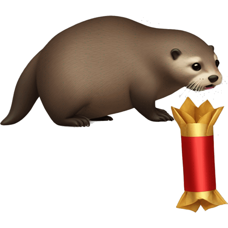 Otters pulling Christmas cracker emoji