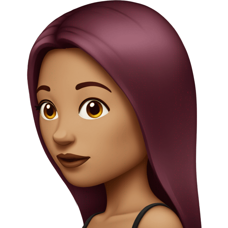 Tattooed woman with long straight burgundy hair emoji