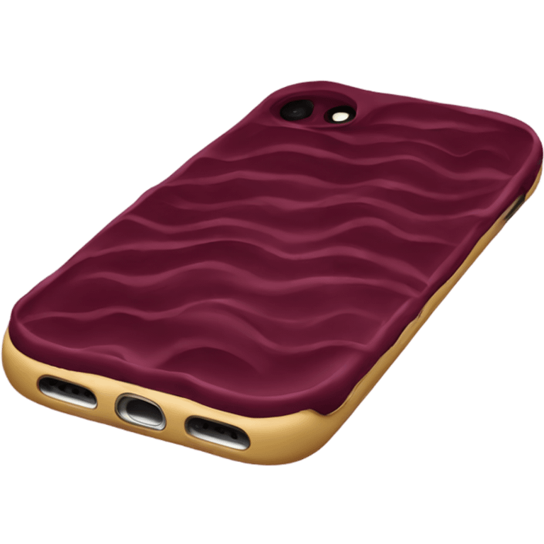 iPhone with burgundy wavy case emoji