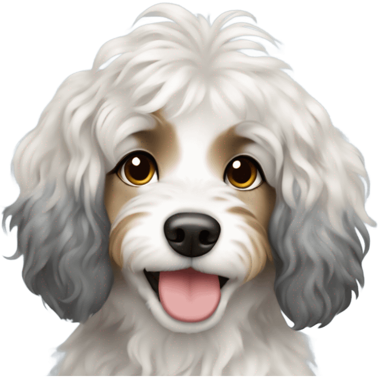 Blonde girl with blue Merle aussiedoodle emoji