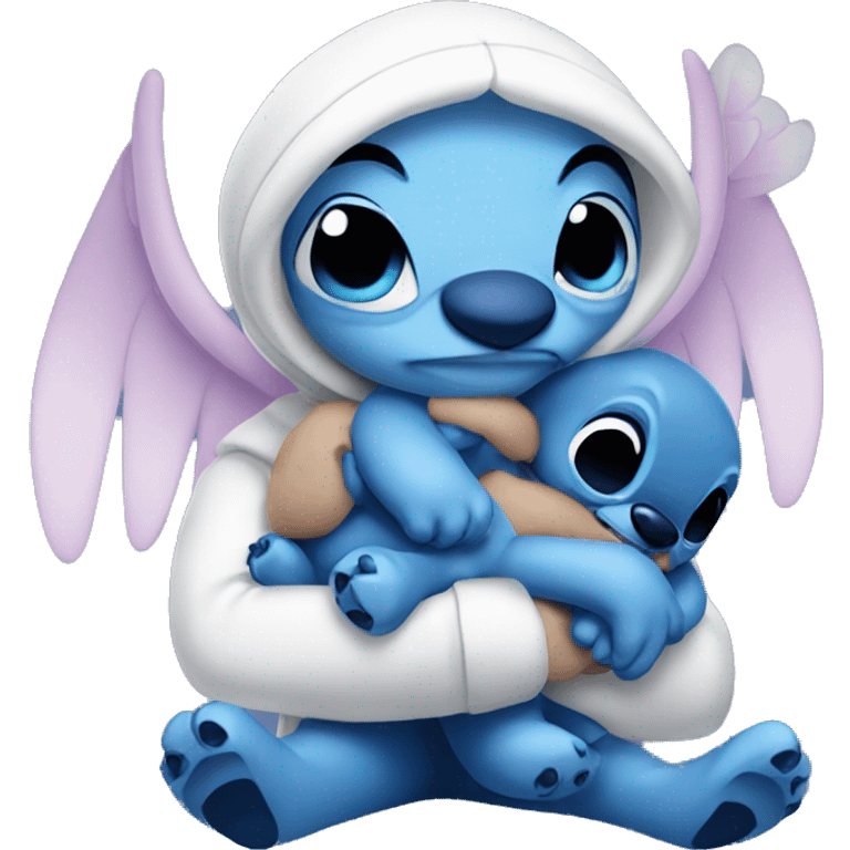 stitch and angel cuddling emoji