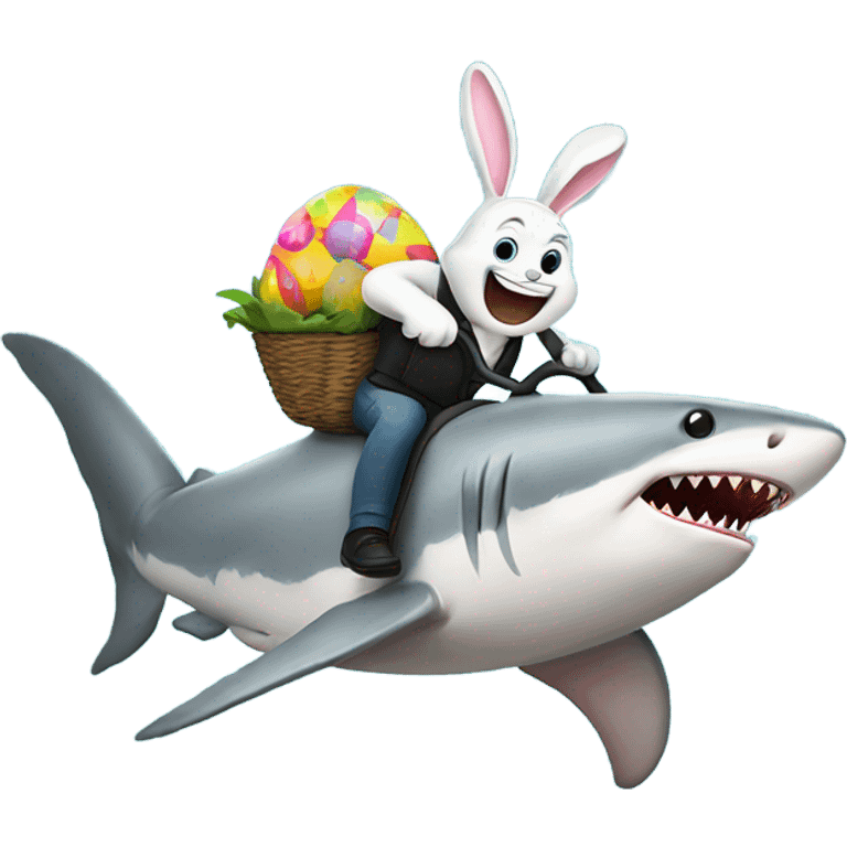 easter bunny riding a shark  emoji