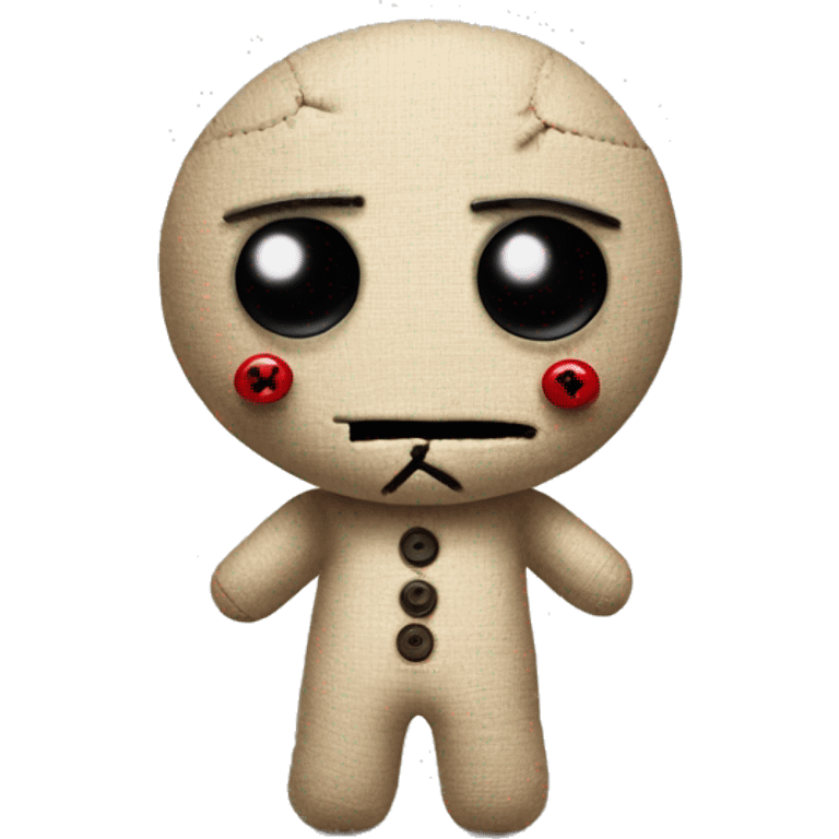 Voodoo doll with buttons for eyes emoji