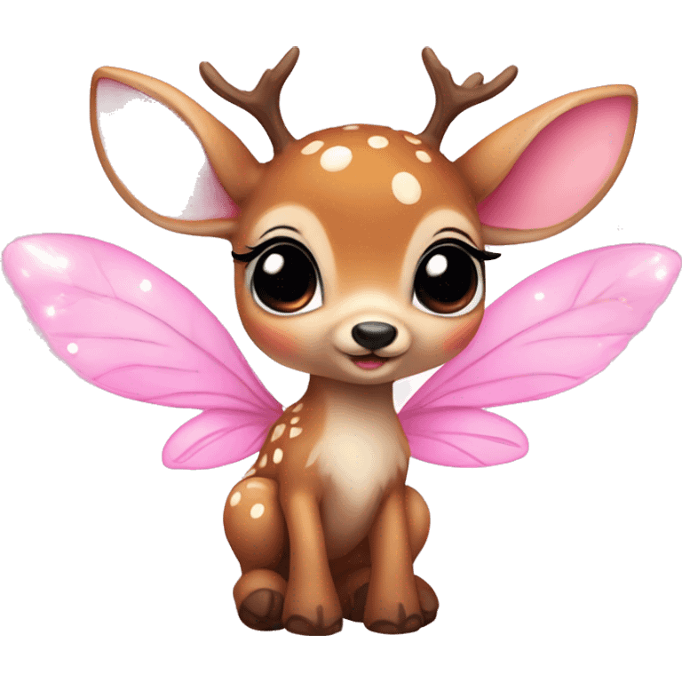 baby deer with fairy wings and a pink bow around its neck  emoji