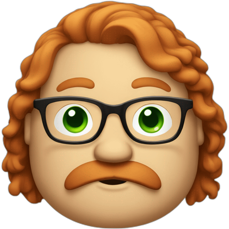 A red-haired fat guy with green eyes and withglasses and a beard emoji