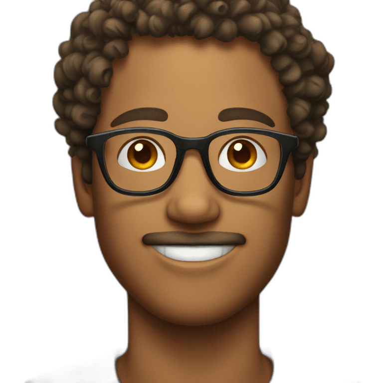 protruding ears, glasses and short curly hair emoji