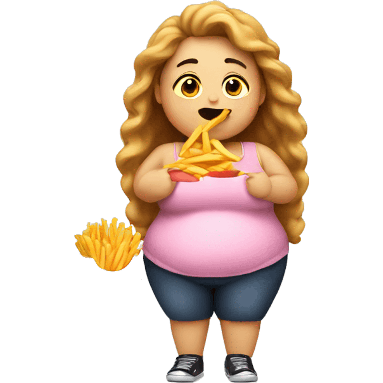 fat girl eating fries emoji