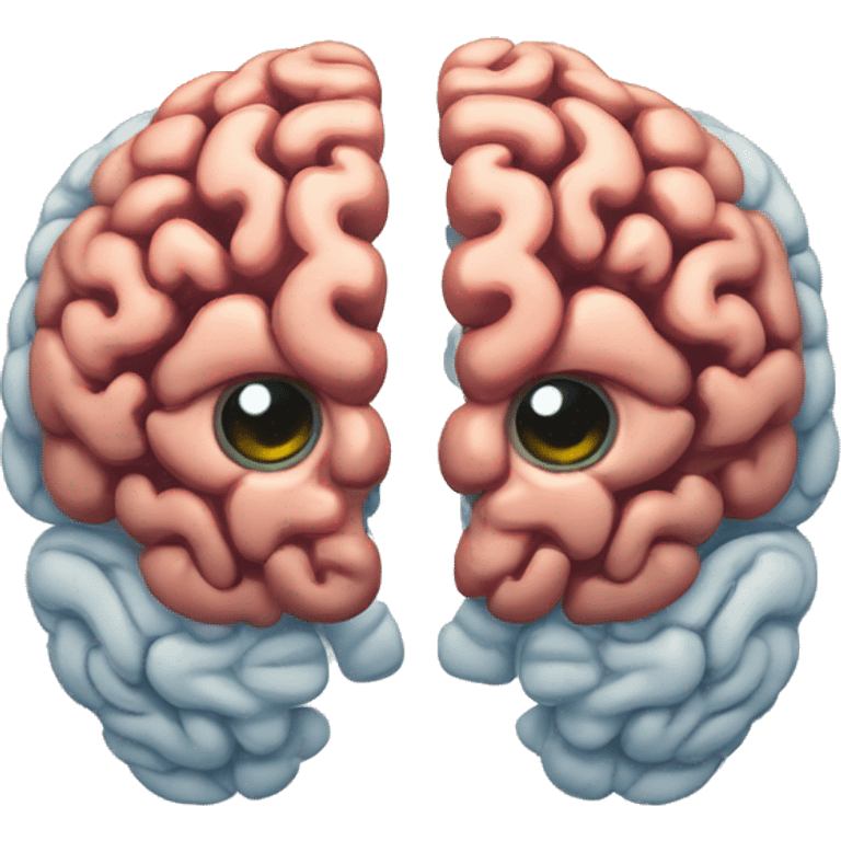 a brain with two sides. left technlogy, right health spirituality emoji