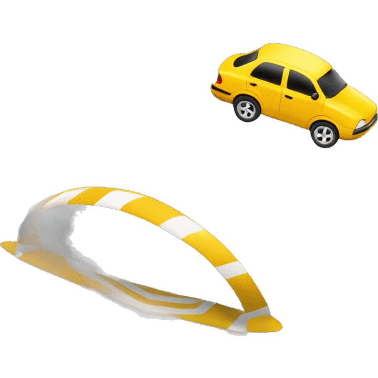 A car being tossed in the air by going over a speed bump too fast. Make the picture focus on the speed bump itself, rather than the car. emoji