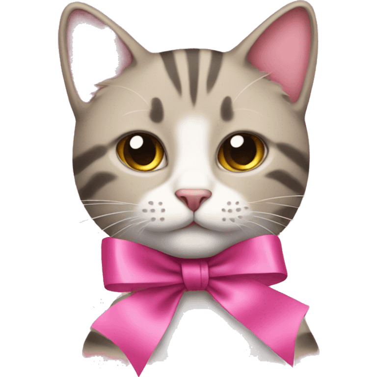 Cat with pink ribbon emoji